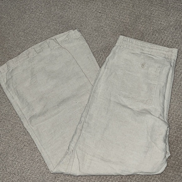 GAP Flax Linen cotton natural wide leg string waist relaxed pants Sz 14 R - Picture 6 of 8